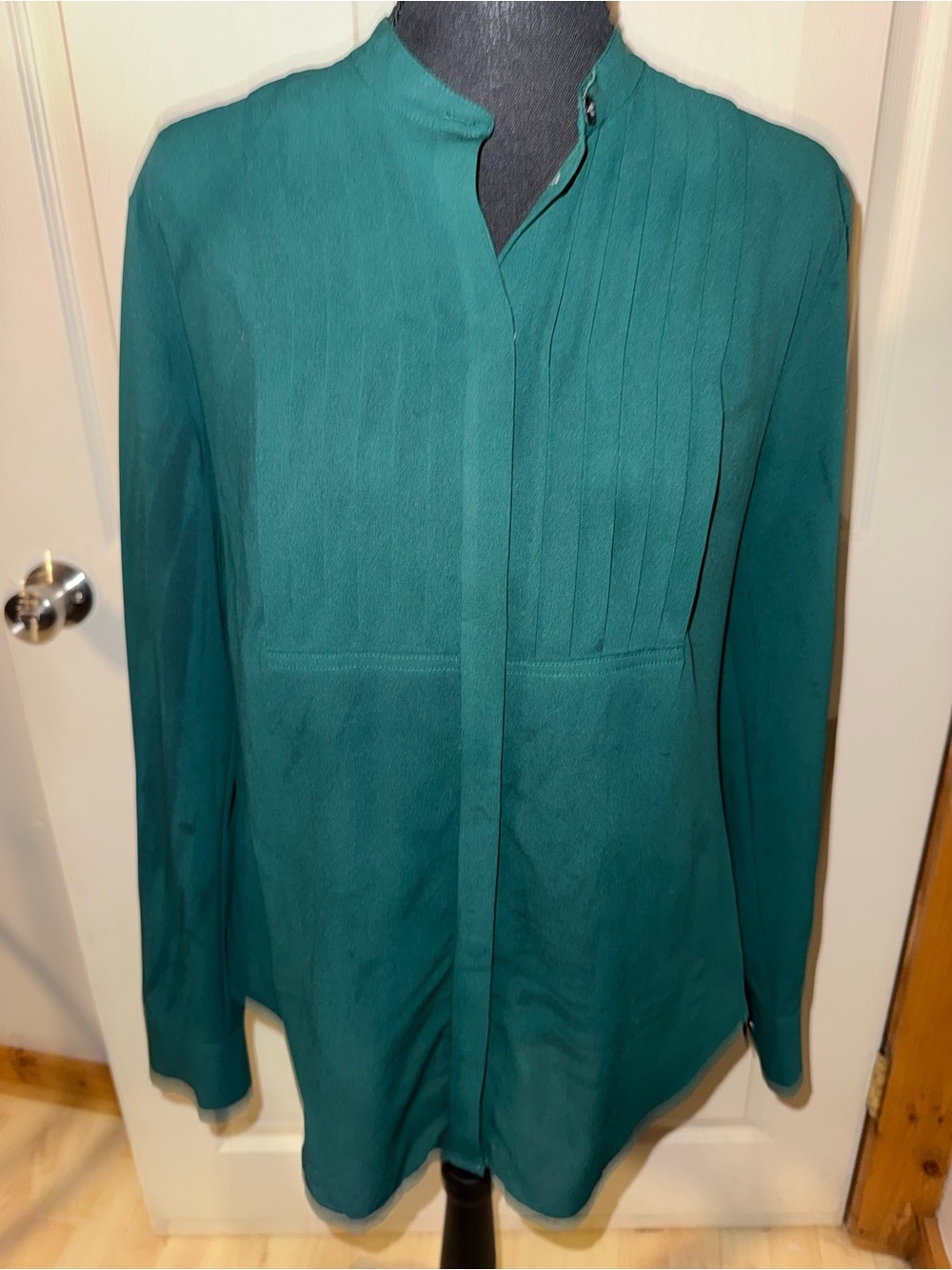 J.Crew Green Long Sleeve Button Front Tunic Blouse, Size S